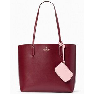 S Kate Spade Ava Reversible Burgundy Pink Leather Tote Pouch NWT K6052 $359